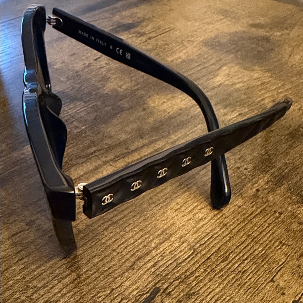 CHANEL Black Sunglasses with Silver Accents